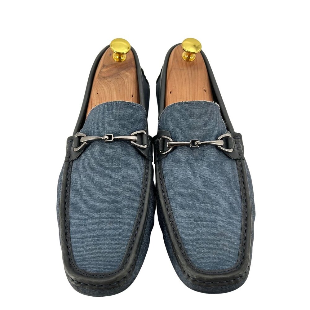 Blue Denim Men's 10M Horsebit Driving Loafers Mercanti Fiorentini Shoes Loafers - Picture 2 of 10